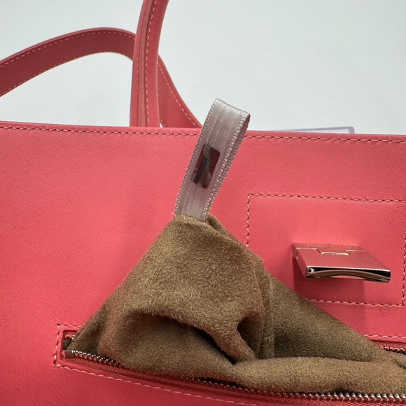 Auth Jimmy Choo Large Pink Leather Suede Sides 2way Riley Tote Crossbody Bag - Picture 14 of 16